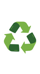 Obraz premium Recycling symbol with green arrows on a white background.