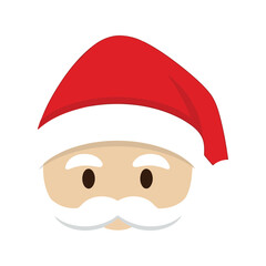 Cute cartoon santa claus face with red hat and white beard merry christmas holiday celebration vector