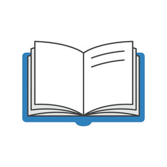 Open book icon with blank pages for text or design elements vector