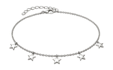 Obraz premium Delicate silver anklet featuring charming star accents.