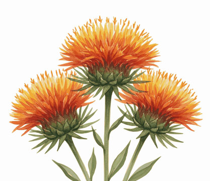 A Thistle-like Flower Safflower isolated watercolor vector illustration svg