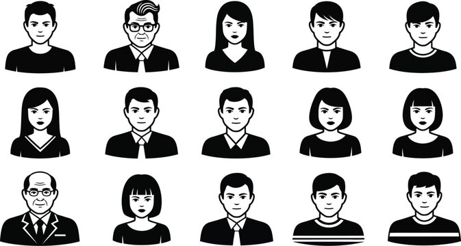 People avatars vector set of diverse characters faces and portraits
