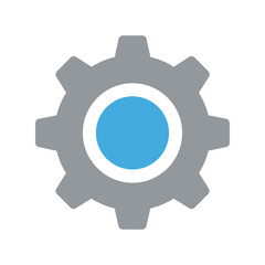 Modern gear cog symbol abstract blue circle center clean vector graphic element vector