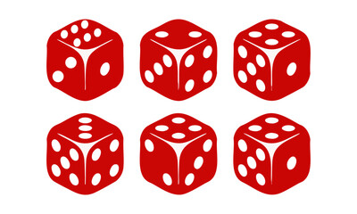  Modern FIsometric Ludo Dice Faces 1–6 – Minimal Vector Set illustration, easily editable.