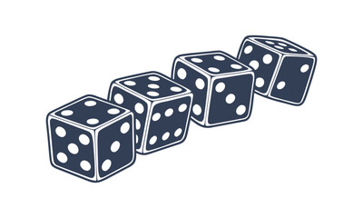 Modern Flat Vector Dice Set (Six Faces) on White Ludo Vector illustration, easily editable.