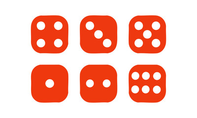 Modern Minimal Ludo Dice Cube Collection – Red Variants Vector Set illustration, easily editable.
