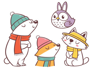 Cute Animals in Winter Clothes