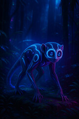 Glowing Fantasy Creature in Enchanted Forest at Night