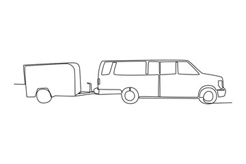 Simple continuous line of Towing on action. Simple line, creativity, vector.