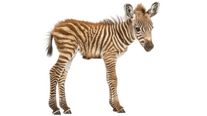 Isolated zebra foal portrait on transparent background