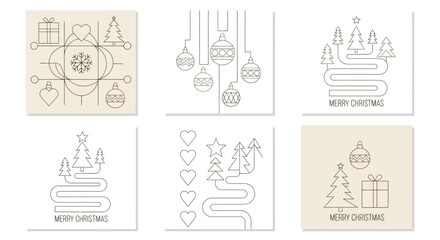 Holiday Season Greetings Minimalist Christmas Card Designs with Festive Icons and Decorations