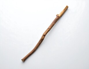 Rustic Wooden Stick - A Natural and Simple Object on White.
