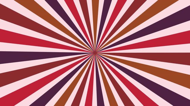 Retro Sunburst Radial Ray Rotation Loop Background Animation | Vintage 60s Starburst Motion Graphic