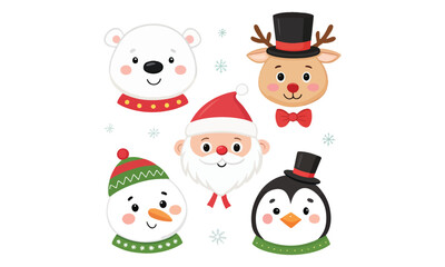 Cute Christmas Illustrations Collection – Santa Claus, Snowman, Reindeer, Christmas Trees, Gifts & Holiday Decorations