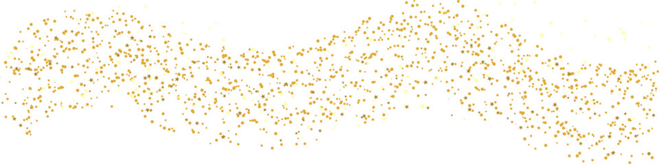 Golden particles diffuse across a dark backdrop.