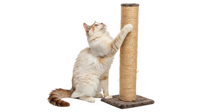 cat full body scratching isolated on transparent background