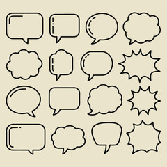 Fototapeta premium Collection of hand drawn speech bubbles and thought bubbles in various shapes and styles