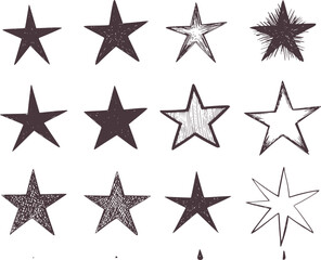 Obraz premium Twelve star shapes black and white illustration stars graphic