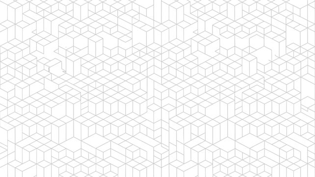 A white background with a repeating pattern of isometric cubes and rectangular prism outlines evenly spread