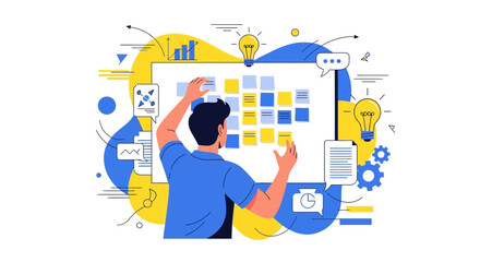 Business Strategist Crafting Innovative Plans and Project Management on a Whiteboard