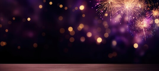 Obraz premium Festive background fireworks celebration purple.