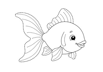 Dottodot coloring page of a smiling goldfish with flowing fins