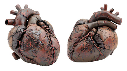 Two anatomical heart structures on transparent background