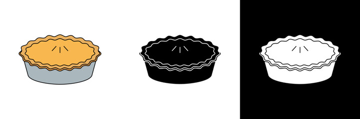 Vector illustration of a whole baked pie with golden crust. Great for Thanksgiving, bakery, dessert, or homemade cooking themed designs.