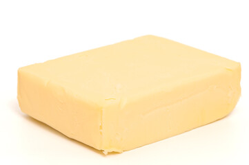 Real healthy butter, creamy one stick of butter isolated on white background