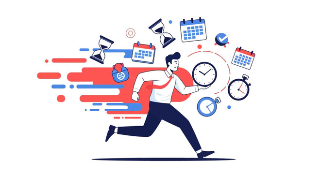 Businessman Running Against Time Concept Achieving Goals And Deadlines Management