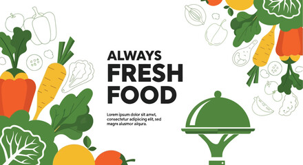 Always Fresh Food A Colorful and Delicious Illustration with Fresh Ingredients and Design Elements