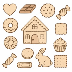 ナチュラルで可憐なお菓子のイラストセット