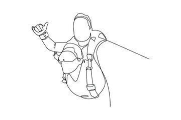 Simple continuous line of paragliding activity. Simple line, creativity, vector.