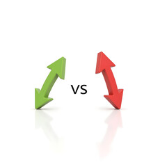 Green arrow indicating approval vs red arrow indicating disapproval, symbolism