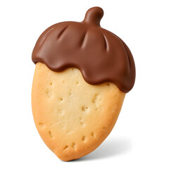 Fototapeta premium Acorn-shaped cookie with chocolate glaze, festive treat