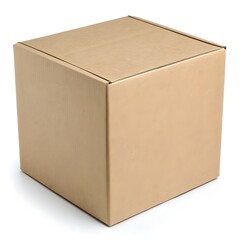 Blank Brown Cardboard Shipping Box Mockup - Isolated on White Background