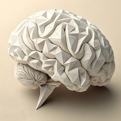 Origami Brain and Creative Intelligence Concept 3D Illustration