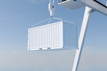 Shipping cargo container for mockup with blue clean sky