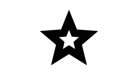 Obraz premium A striking black silhouette of a Christmas star icon, featuring a smaller star nested within its center, presented crisply on a clean white background, ideal for festive designs and holiday themes