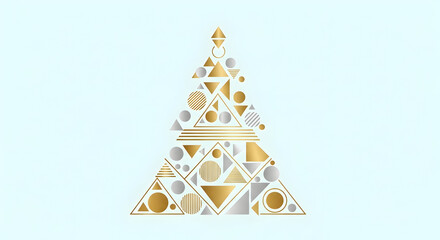 Abstract Geometric Christmas Tree Illustration Against Light Blue Background