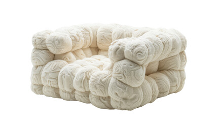 White puffy circular armchair on transparent background