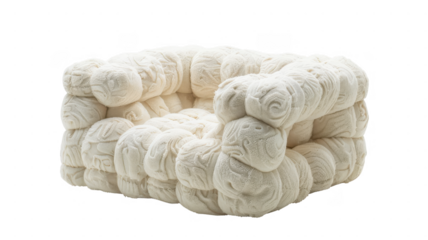 White puffy circular armchair on transparent background