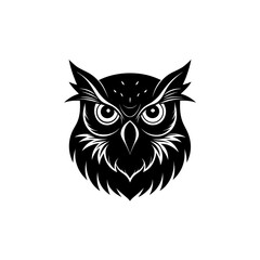 Stylized black and white owl face illustration