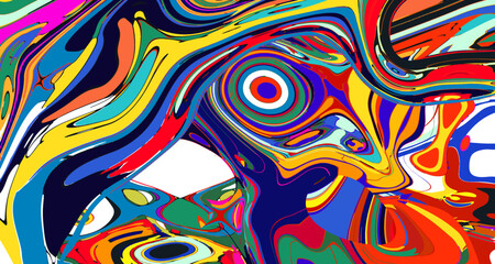Colorful abstract psychedelic liquid and fluid background pattern