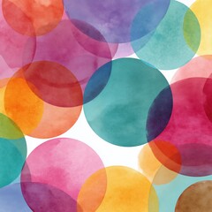 Colorful watercolor circles abstract art design with vibrant hues and layered textures