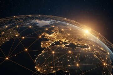 A glowing global AI network visualizing the Earths interconnected data