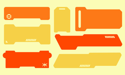 Sticker retro futuristic label tag emblem shape blank badge collection set bundle template print art editable