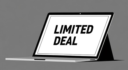 A laptop screen displays the words LIMITED DEAL, suggesting a special offer.
