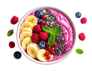 Photo of berry smoothie bowl isolated on transparent background png