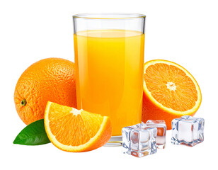 Photo of orange vitamin juice with slices isolated on transparent background png